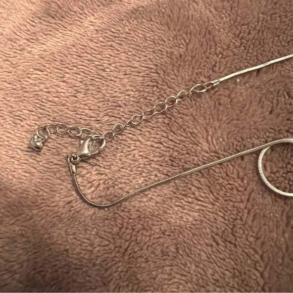 VINTAGE Silver Dangle Necklace with Baguette Fringe Crystal Rhinestone Pendant - Picture 5 of 7